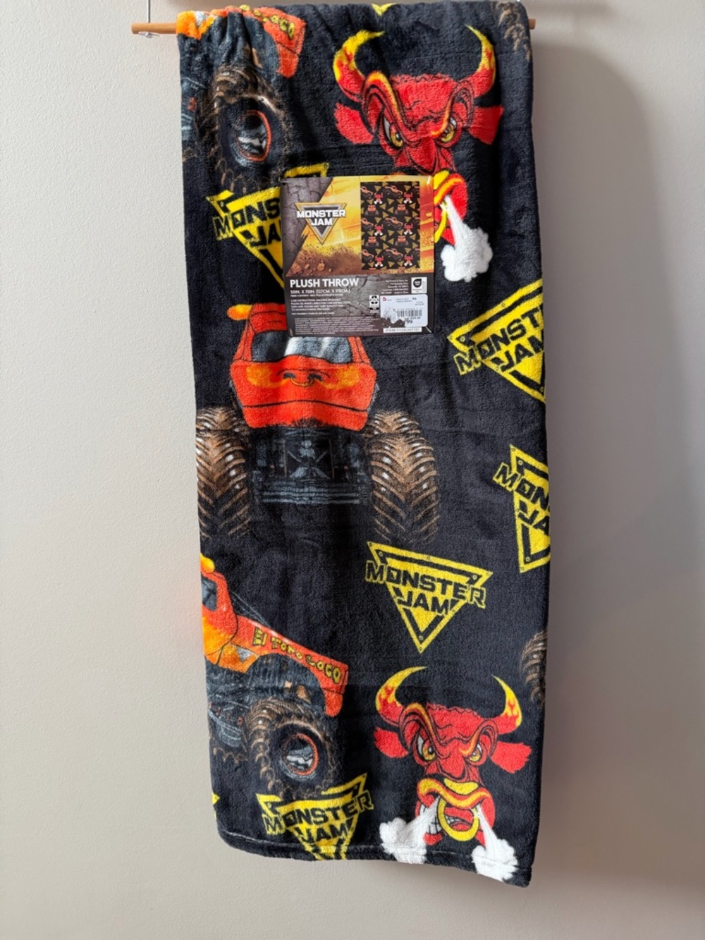 Monster Jam Blanket NEW Plush Throw El Toro Loco Trucks Boy Room Decor Truck Car